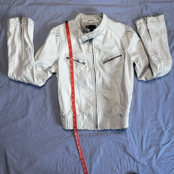 Vintage Diesel White Leather Zip-Up Jacket - Picture 15 of 17